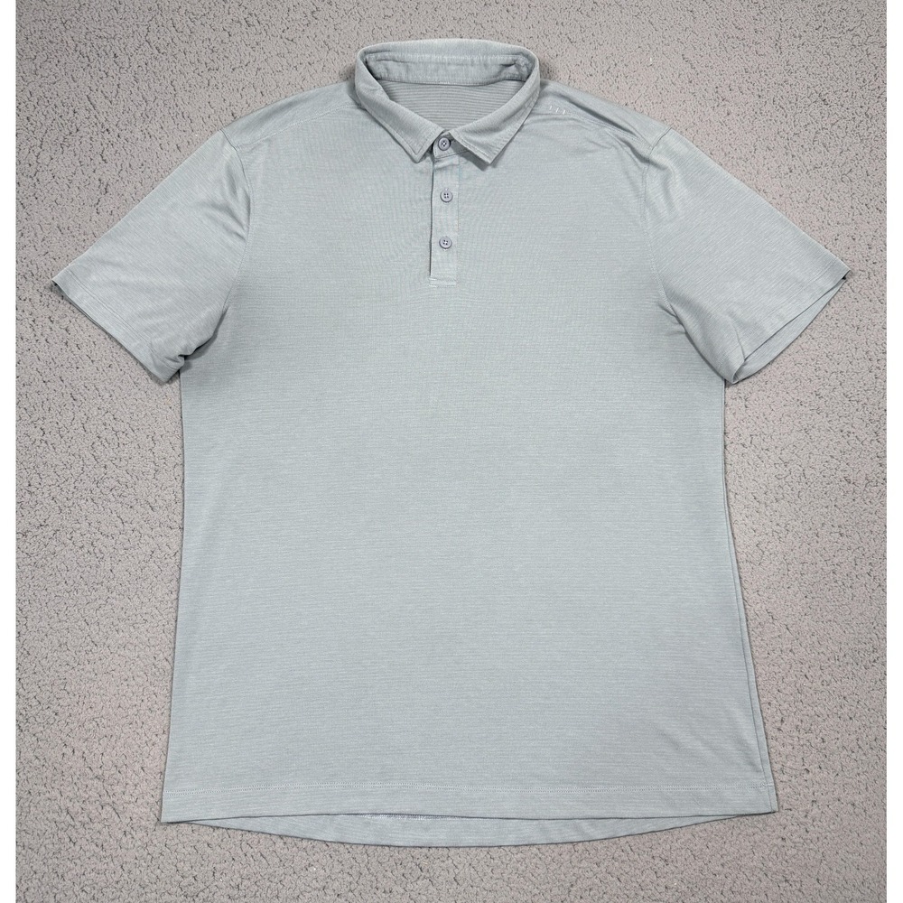 Lululemon Polo Shirt Mens Large Gray Performance Golf Athletic Stretch Casual